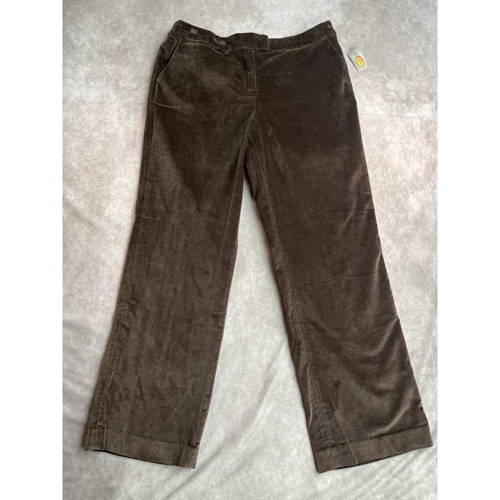 NWT Talbots Petites Signature‎ Velour Bootcut Pants Women's 12P Brown